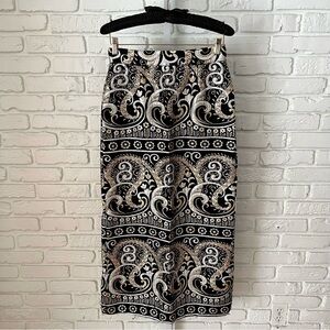 Vintage Feiner Fashions Paisley Maxi Skirt Black Gold